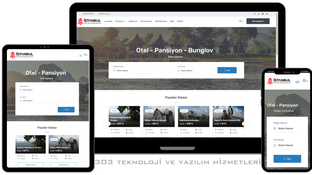 Otel, Pansiyon ve Bungalov Web Sitesi Tasarımı Yazılımı
