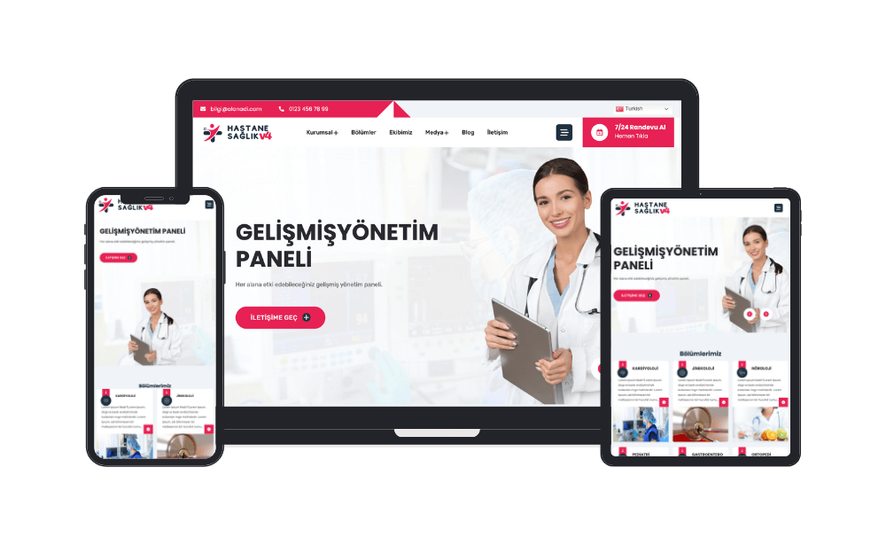 Hazır Hastane, Doktor, Sağlık Merkezi Poliklinik Web Sitesi Tasarımı